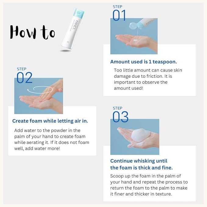 FANCL Facial Cleansing Powder - Japanese Facial Cleanser, Face Wash, Luxurious Foaming Lather, Hydrating, Preservative Free, Clean Skincare for Sensitive Skin [US Exclusive Edition]