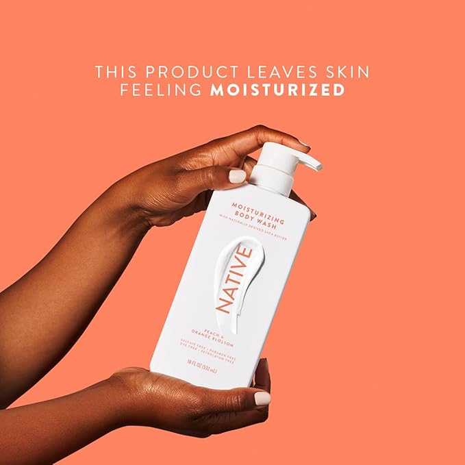 Native Moisturizing Body Wash Contains Naturally Derived Ingredients | For Women & Men, Sulfate, Dye, & Paraben Free Leaving Skin Soft and Hydrated | Peach & Orange Blossom 18 oz