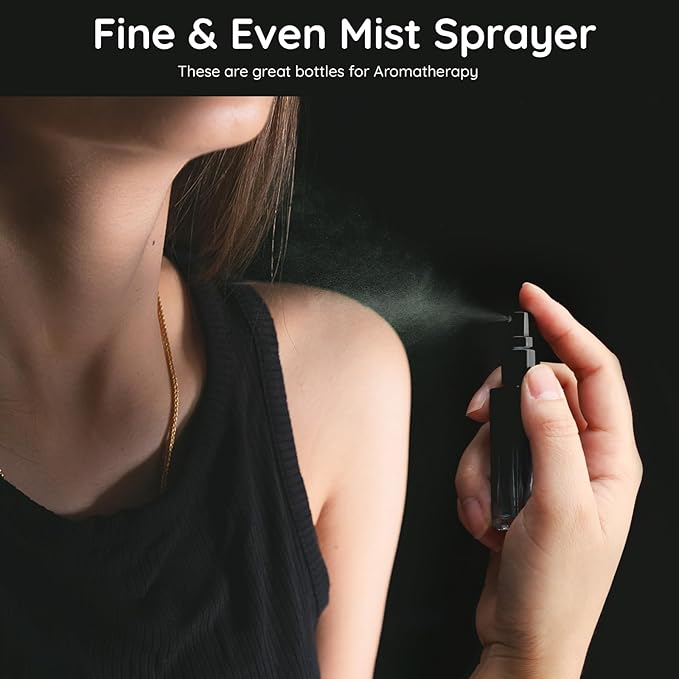 Segbeauty Travel Perfume Bottle Refillable, 5pcs 10ML Mini Glass Perfume Containers with Funnel and Pipette, Empty Portable Leak-proof Fragrance Bottles Spray Atomizer Pump Bottle Kit for Toiletries