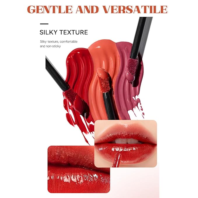 4 Colors Hydrating Glossy Liquid Lipstick Set, Moisturizing Shiny Tinted Lip Gloss, Nourishing Long Lasting Lip Stain Lip Blam for Girls And Women Makeup