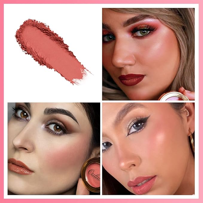 OULAC Matte Blush Makeup| Highly Pigmented Cream Blush| Natural Matte Glow| Shape & Highlight Face| Cruelty-Free Blush with Rose Oil| 08 The Miracle (matte bright coral) 4.8g