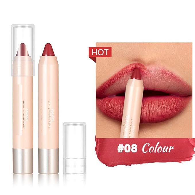 8 Colors High Pigmented Smooth Matte Lip Liner Pencil, Waterproof Velvet Lipstick Pen, Professional Lip Liner for Girls and Women (08)