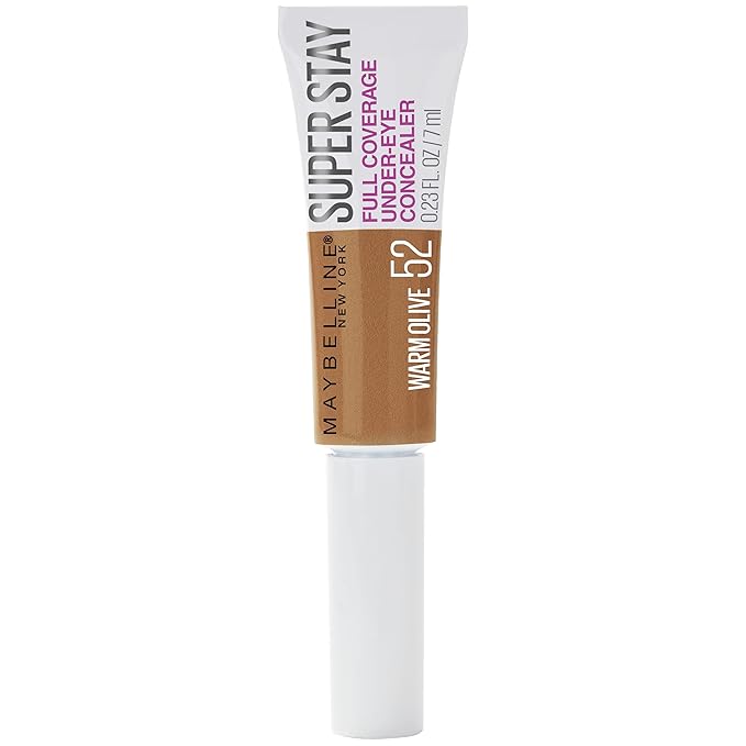 Maybelline New York Super Stay Super Stay Full Coverage, Brightening, Long Lasting, Under-eye Concealer Liquid Makeup Forup to 24H Wear, With Paddle Applicator, Warm Olive, 0.23 fl. oz.
