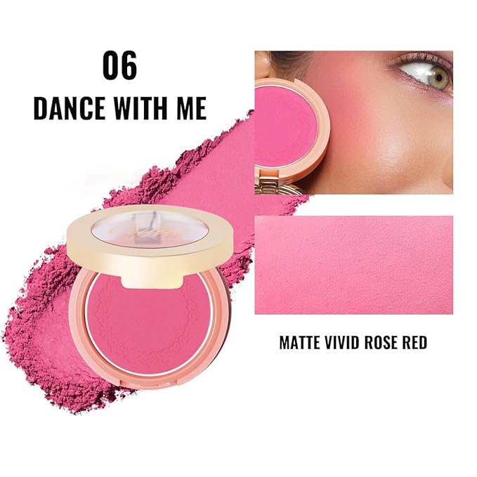 Oulac Barbie Pink Blush Makeup| Highly Pigmented Cream Blush| Natural Matte Glow| Shape & Highlight Face| Cruelty-Free Blush with Rose Oil| Rose Red Blush 4.8g