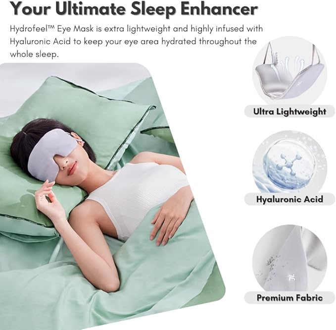 7C Soft Sleep Mask - Eye Mask - Hyaluronic Acid Anti-Aging Under Eye Cover with Adjustable Ear Elastic Straps for Full Night Sleep, Nap, Reduces Puffy Eyes Gifts