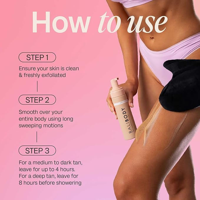 Bali Body Self-Tanning Mousse - Dark | Natural Bronzed Shade, Streak-Free Green Based Tinted Self-Tanner for All Skin Types | Vegan, Cruelty Free, Australian Made (200 ml/6.7 fl oz)