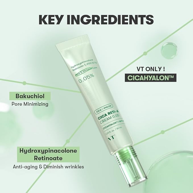 VT COSMETICS Cica Reti-A Retinol Cream 0.05 | Skin Repairing Cream For Sensitive Skin 1.01 fl oz