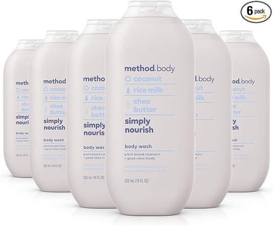 Method Body Wash, Simply Nourish, Paraben and Phthalate Free, 18 oz (Pack of 6)