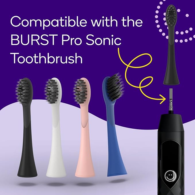 BURST Pro Sonic Electric Toothbrush Genuine Replacement Heads (Rose Gold/3 Pack) | Soft Bristles for Deep Clean, Stain & Plaque Removal