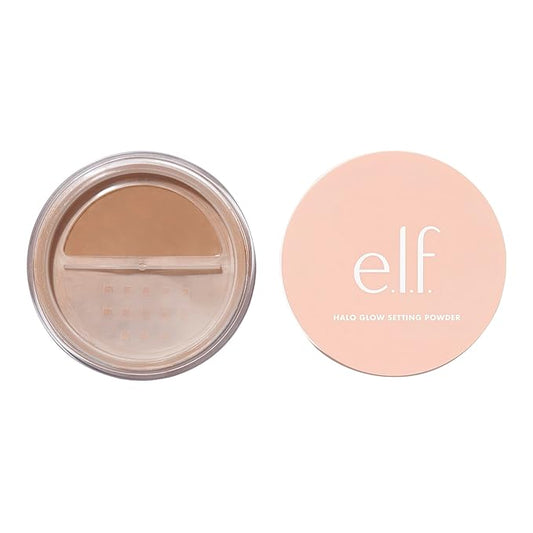 e.l.f. Halo Glow Setting Powder, Smooths The Look Of Pores & Fine Lines, Creates An Airbrushed Finish, Vegan & Cruelty-Free, Deep