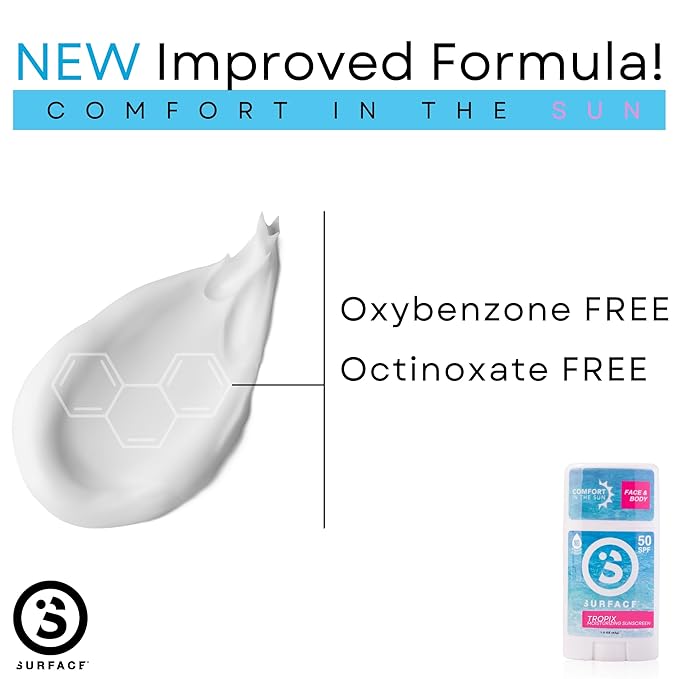 Surface TROPIX Sheer Touch Sunscreen Stick, Water Resistant, UVA/UVB Broad Spectrum, Fast Drying Protection, PABA Free - SPF 50-1 PACK