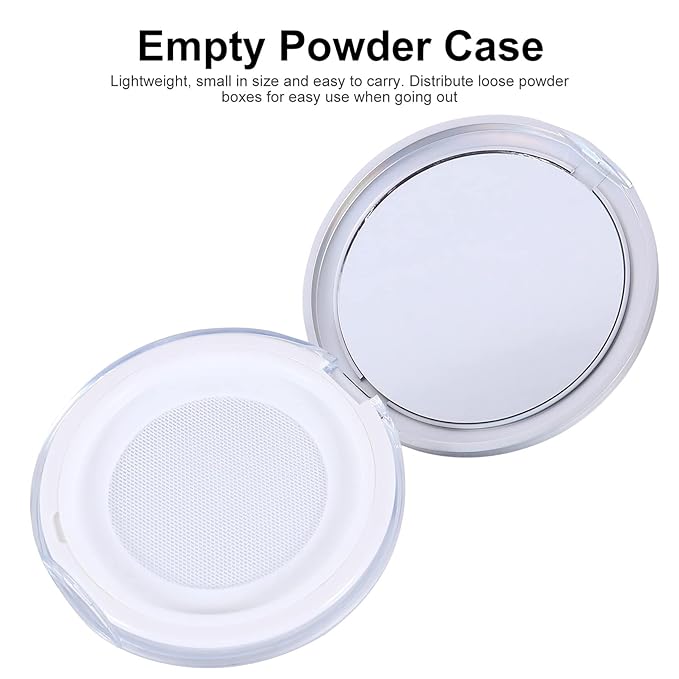 Artibetter Empty Reusable Powder Box 2pcs Loose Powder Containers with Elasticated Net Sifter, Mirror and Puff 5g Loose Powder Compact Case Air Cushion Case for DIY Makeup and Travel ( ) Travel Powder