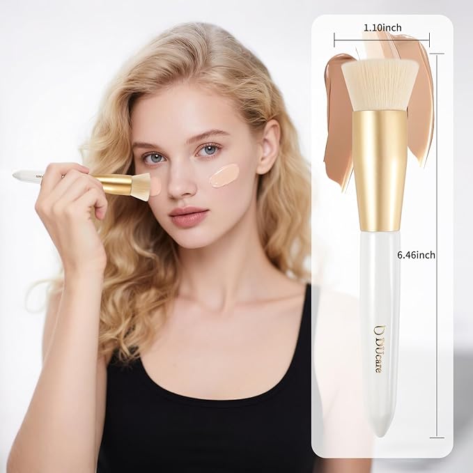 DUcare Flat Top Foundation Brush, Premium Contour Kabuki Brush, Professional Makeup Brush, Densely Packed Bristles, Multi-Purpose Face Buffing Blending Makeup Brushes for Liquid/Cream/Powder