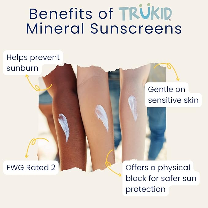 TruKid Sport SPF30 Face Sunscreen Unscented 3.4oz Baby Sunscreen, Natural Ingredients Kids Sunscreen, Reef-Friendly Travel Size Sun Screen, Beach Defense Sunscreen for Kids, Toddlers, Babies & Adults
