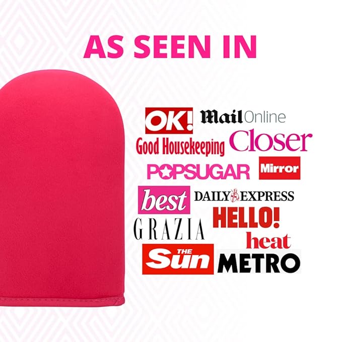 Skinny Tan Pink Velvet Tanning Mitt - Velvety Soft Luxe Texture - Waterproof Lining to Keep Hands Stain Free - Smooth for Flawless Finish - Long-Lasting and Machine Washable - 1 pc Applicator