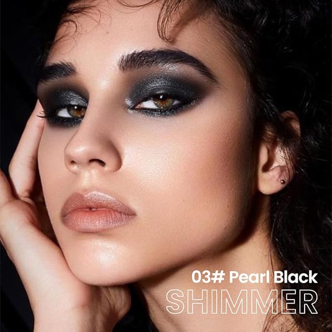 evpct Pearl Black Shimmer Cream Eye Shadow Brightener Sticks Set for Eyes, Black Shimmery Matte Pencil Eye shadow Applicator Stick Pen Palette Makeup Waterproof sombras en crema para ojos 03#