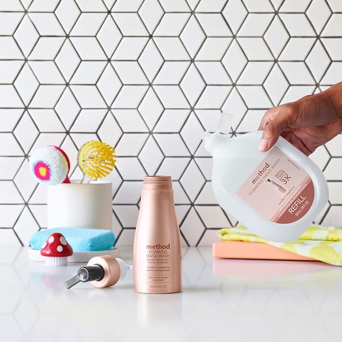 Method Premium Foaming Hand Wash Refill, Vanilla + Raspberry, Recyclable Bottles, Biodegradable Formula, 28 fl oz (Pack of 4) (Packaging May Vary)