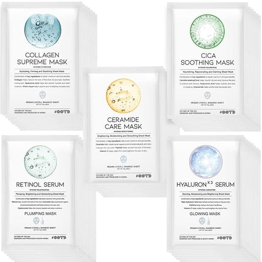 50Combo Korean Face Sheet Mask Gift Pack, Hydrating, Ceramide, Collagen