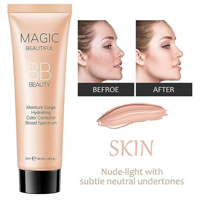 2 Pcs BB Cream Full Coverage Foundation,Hydrating Natural skin tone)