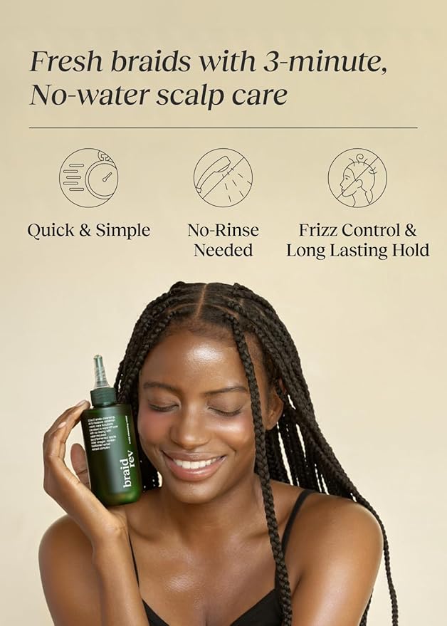 Braid Rev Scalp Cleansing Toner for Braiding Hair, Apple Cider Vinegar Scalp Treatment Exfoliator, No-Rinse, Scalp Treatment for Dry & Itchy, Moisturizing Braid, Detoxify, 6.76 Fl Oz