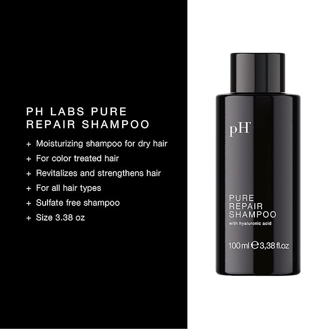 pH PURE HAIR Repair Moisturizing Shampoo 3.38 Oz - Hydrating Shampoo for Dry, Damaged & Color-Treated Hair - Revitalizing, Nourishing Formula to Restore Softness, Shine & Strength