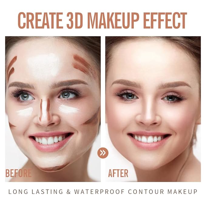 KIMUSE 2Color Dual Cream Contour Stick, Highlight & Contour Bronzer Stick, Long Lasting & Waterproof Contour Sticks Kit for Light Skin Face Makeup