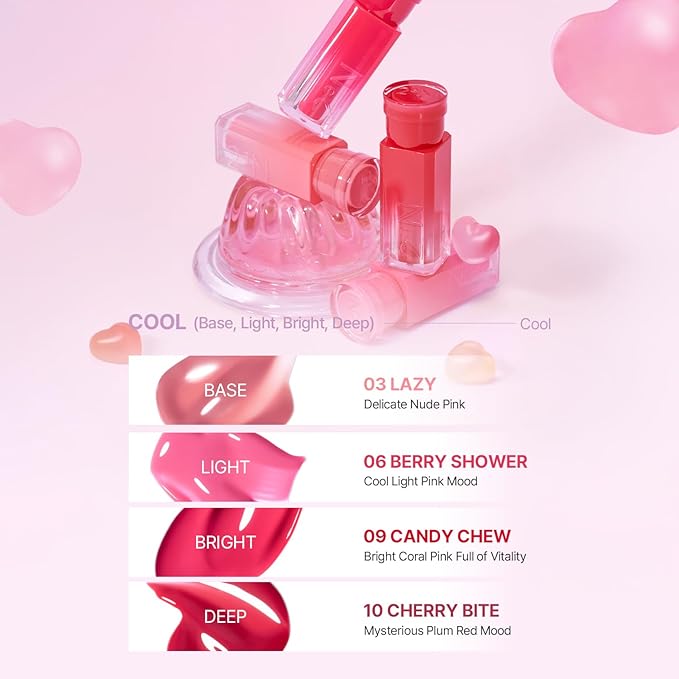 2aN Glaze Bouncing Tint – Lightweight, Moisturizing Lip Tint with High-Shine Finish, Smooth, Light Plumping, Comfortable Wear, Korean Makeup (Berry Shower, 0.16 oz)