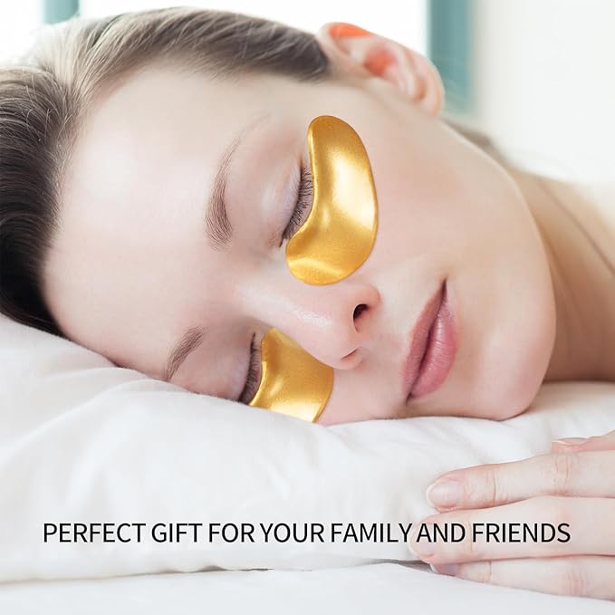 ROUSE Under Eye Patches (20 Pairs), 24K Gold Collagen Anti-Wrinkle Eye Mask Golden Anti-Aging Smooth Eye Pads for Dark Circles Puffy Eyes Moisturizing Nourishing