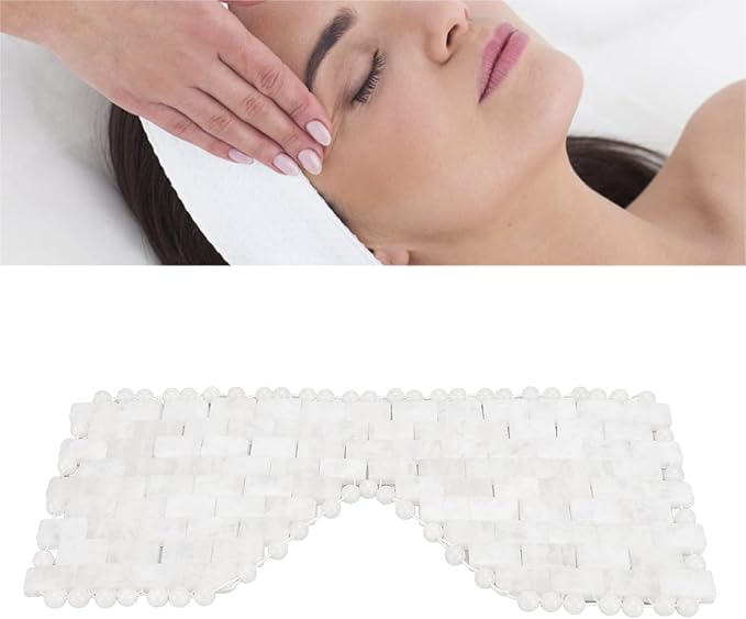 Jade Eye Mask, Jade Stones Eyes Mask White Reduce Puffiness Anti Wrinkle Quartz Sleeping Mask Eye Care Tool