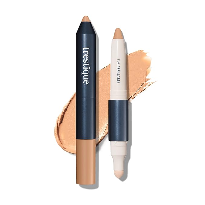 Trestique Concealer Crayon, Refillable Makeup Concealer With Built-In Blending Sponge, Sustainable Under Eye Concealer, Clean Beauty Concealer Makeup