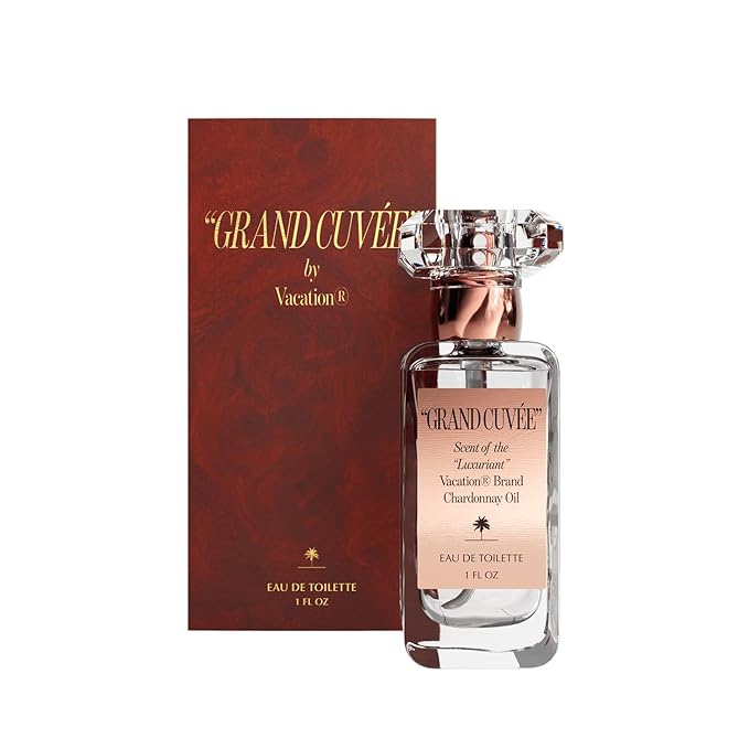VACATION “GRAND CUVÉE” Eau de Toilette Sunscreen, Amber Vanilla Perfume for Women & Men, Unisex Summer Scent with Argan, Peach, Cedarwood & Vanilla Bean, 1 Fl. Oz.