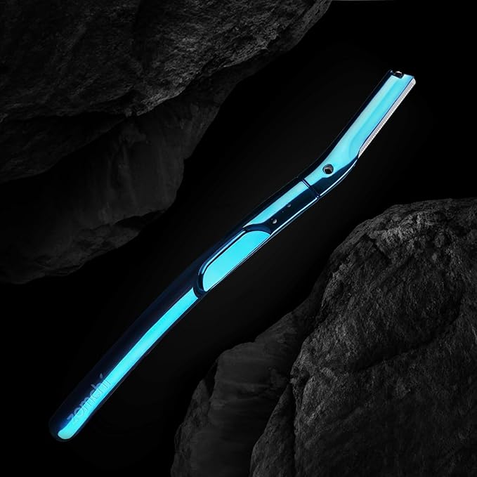 ZOMCHI Eyebrow Razor, Face Razors for Women&Men, Eyebrow Trimmer with Protective Silicone Cap, Dermaplane Razor-Easy&Safe Hair Removal(Blue,11 Blades)