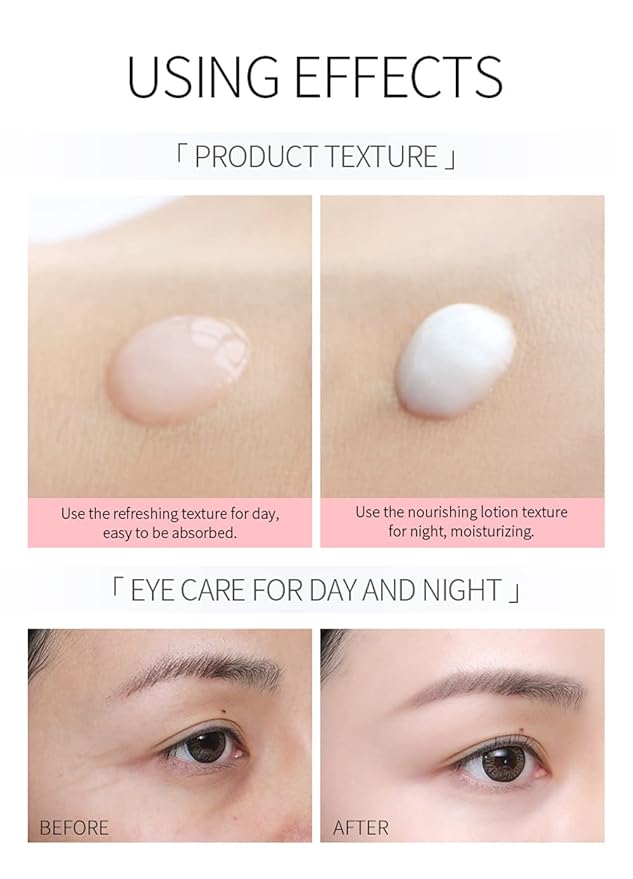 Rose Essential Oil Day and Night Eye Cream, Eye Cream for Dark Circles & Puffiness, Moisturizing Hydrating Fade Fine Lines Eye Bags Removal Dark Circles Firming Eye Skin For Women, Gift for Travel