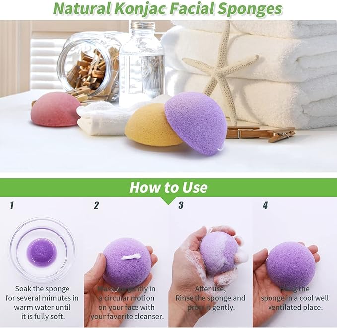 Organic konjac cleansing facial sponges