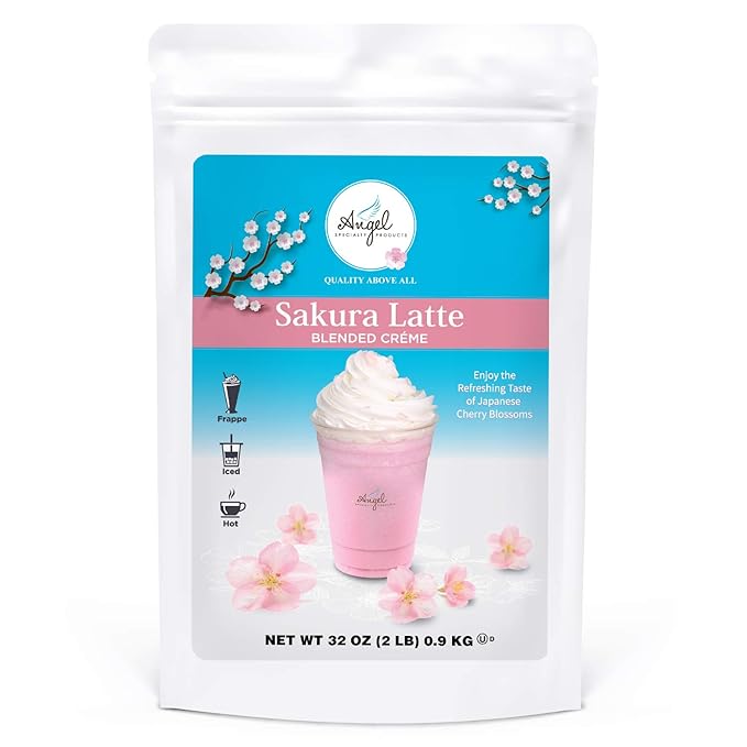 Sakura Latte Blended Crème by Angel Specialty Products [2 LB] [22 Servings]