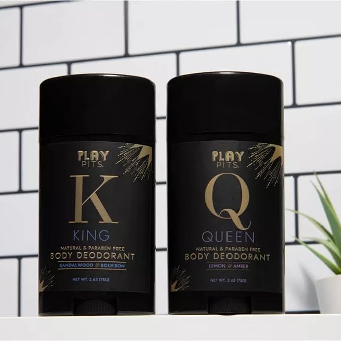 PLAY PITS - 2 Pack - Natural Deodorant - Safe for Men & Women w/Sensitive Skin - Clean, Non-Toxic, & Paraben Free – KING Scent - Infused w/Essential Oils – 2.65 Oz.