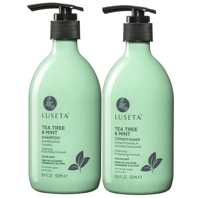 Luseta Tea Tree Mint Shampoo and Conditioner for Hair with Lavender, Tea Tree and Peppermint Oil Clarifying Shampoo and Conditioner, Sooth the scalp Fight Dandruff and Itchy for Women and Men