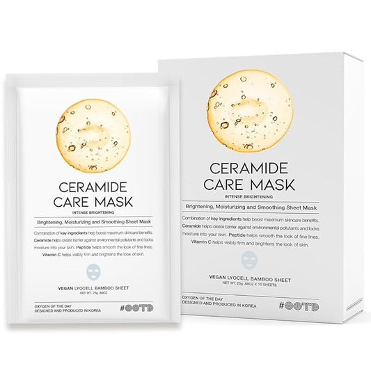 Ceramide Brightening Sheet Mask For Face, Moisturizing, Anti Vegan 10EA
