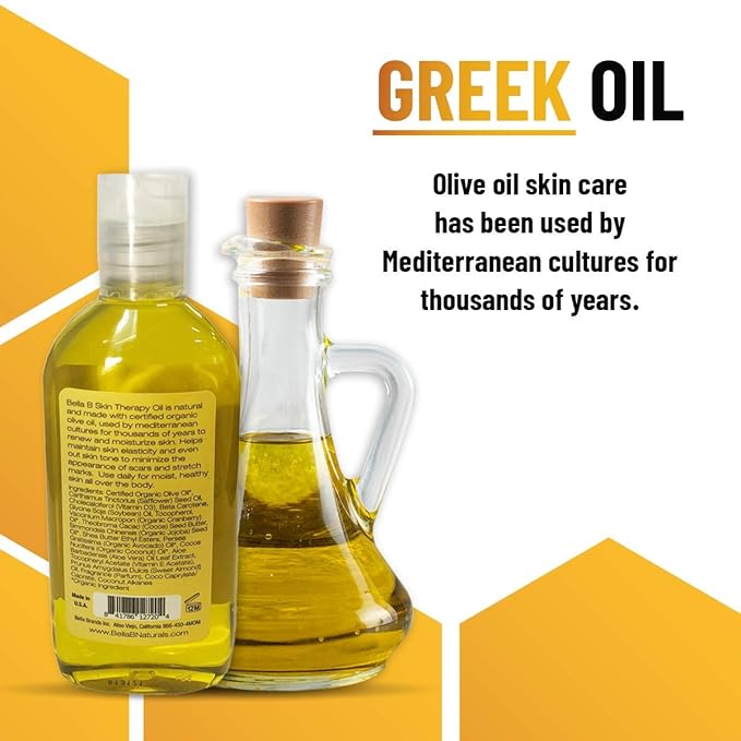 Bella B Organic Olive Oil 4.5 oz - Pregnancy Stretch Mark Prevention Oil - Made with Organic Olive Oil - Maintains Skin Elasticity to Reduce Scars and Stretch Marks - Use Daily for Healthy Skin