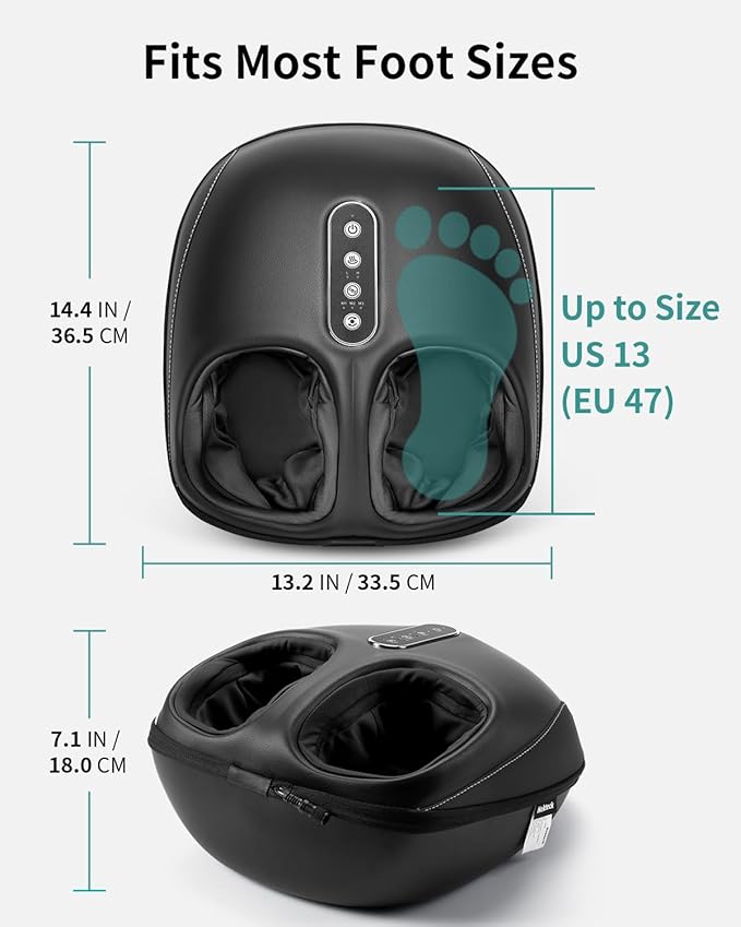 Nekteck Shiatsu Foot Massager with Heat [2025 Upgraded], Foot Massager Machine for Plantar Fasciitis, Neuropathy Pain, Deep Kneading, Air Compression, APP Control, Gifts for Her Him, Fits Up to 13"