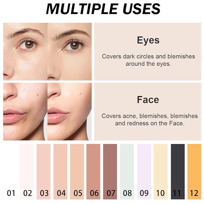 Kaely Color Correcting Concealer,Cream Pot Concealer Full Coverage,under Eye Concealer Palette for Conceals Dark Circles,Waterproof Foundation Face Makeup,09 Light Purple