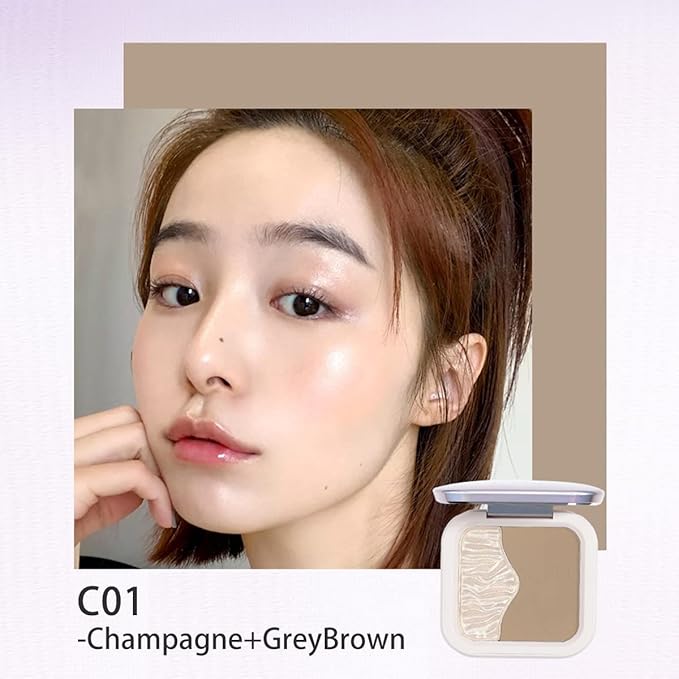 ELLESY Highlighter Makeup Palette Face Sculpting Highlighter Contouring Palette Lightweight Makeup Kit Silky Texture Contour Powder Palette with brush-C01