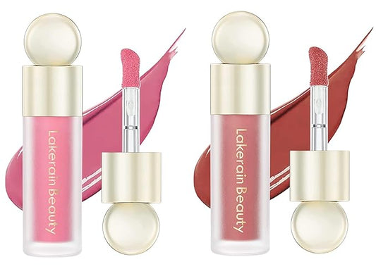 2 Colors Liquid Blush,Soft Cream Face Blush, Dewy Cheek Tint, Long Lasting Natural Matte Finish Looking,Moisturizing Lightweight Blendable Feel (02-HAPPY / 04 - LOVE)