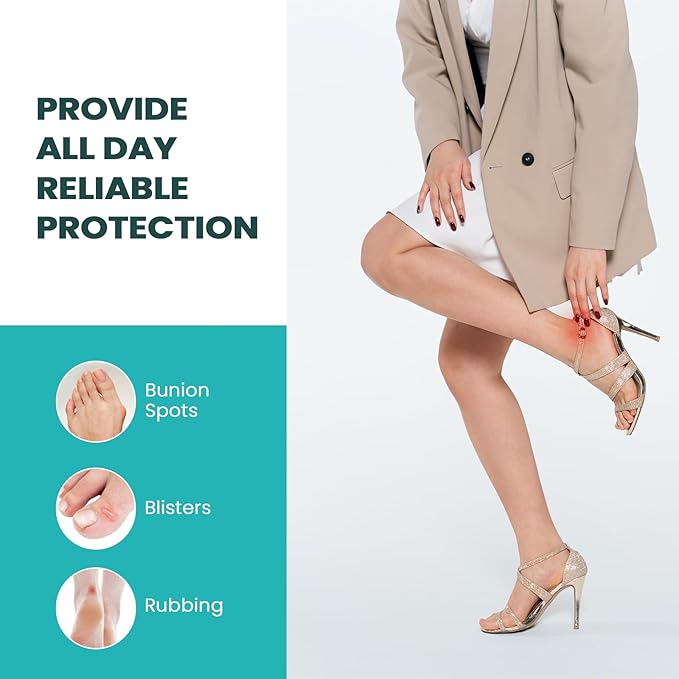 Blister Bandages Pads - 50 ct Blister Cushions - Water Resistant Hydrocolloid Bandage for Foot, Toe, Heel - Gel Blister Bandages for Prevention & Recovery, Toe Pack