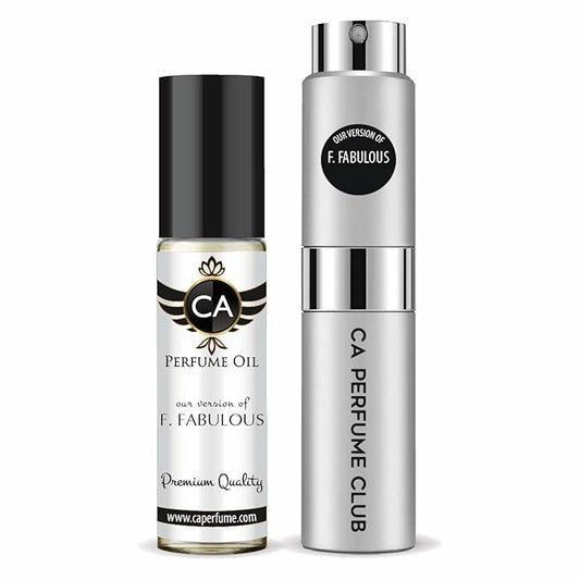 CA Perfume Duo Impression of F. Fabulous For Women And Men Perfume Layering Set Long Lasting Travel Size EDP + Body Oil Roll-On Bottle 0.27 Fl Oz+0.33 Fl Oz