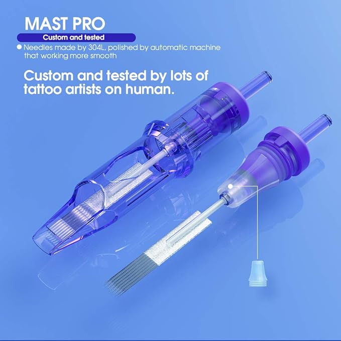 Mast Pro Tattoo Cartridges 20Pcs Disposable Needles Curved Magnum (1025RM)