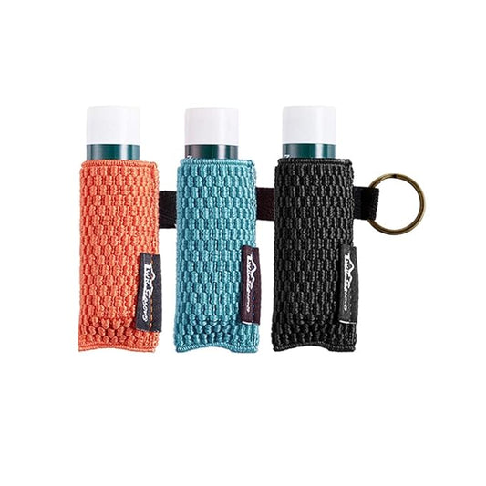 WK IEASON Lip Balm Sleeves Holder Keychain 3pcs Clip on Chapstick Lipstick Sleeves Keychain Holder Pouch Tight-Knit Elastic Lipstick Sleeves Key Ring(Black/Jade/Orange)