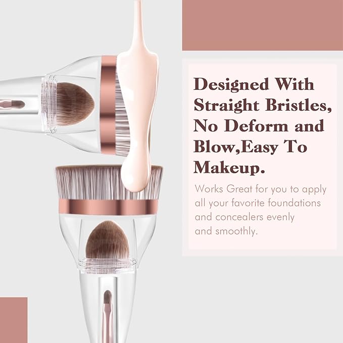 Makeup Brushes, Daubigny Perfect 3IN1 Makeup Brush for Face Blush Liquid Powder Foundation Brush for Blending Liquid, Cream or Flawless Powder Cosmetics with Great Gift Case