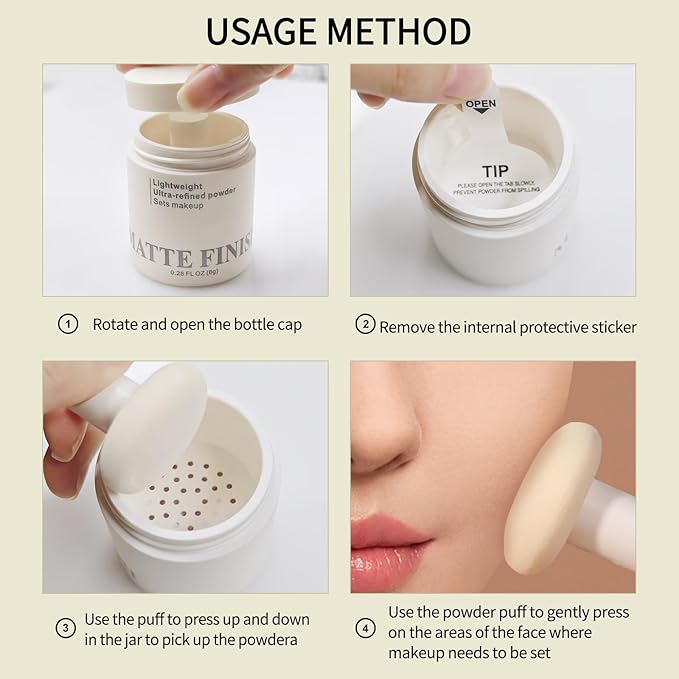Erinde Nude Translucent Matte Setting Powder with Puff,
