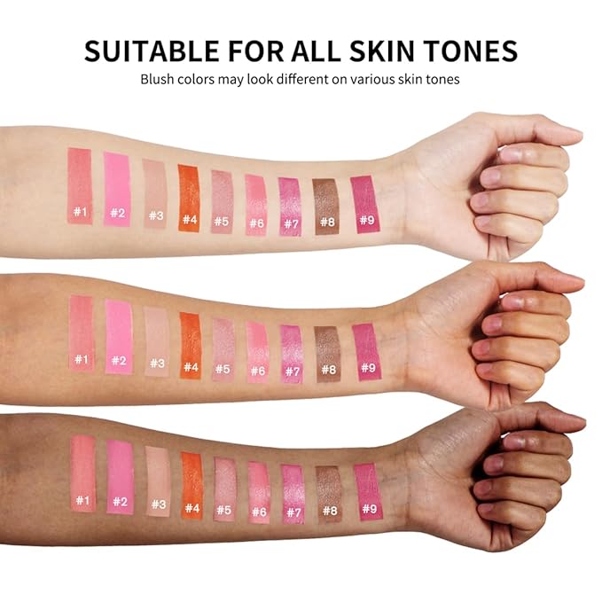 Liquid Blush for Cheeks Makeup Face Blush, Weightless Cream Formula, Smudge Proof Long-Wearing Pigmented Blush, Natural Look Makeup Face Blushes, Shimmer Finish, Dainty - 02# Bronze blast